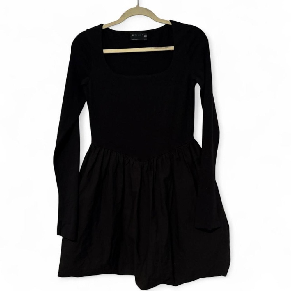 ASOS black bubble‎ long sleeve cotton dress women’s size 8